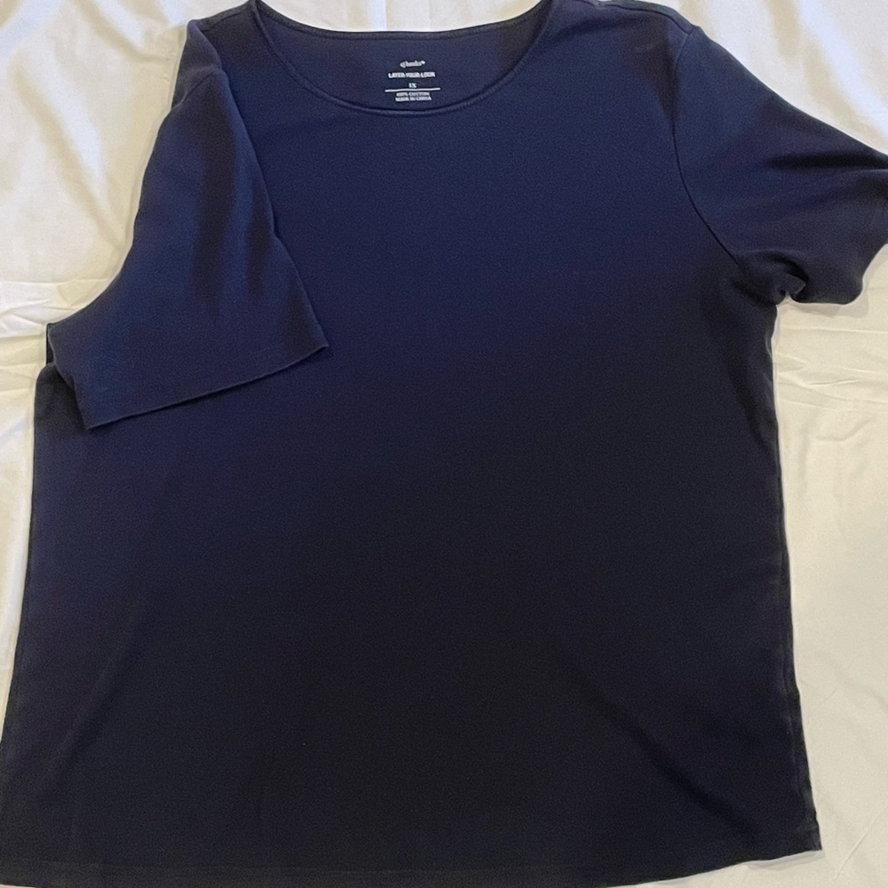 CJ Banks Navy Cotton Short Sleeve Top